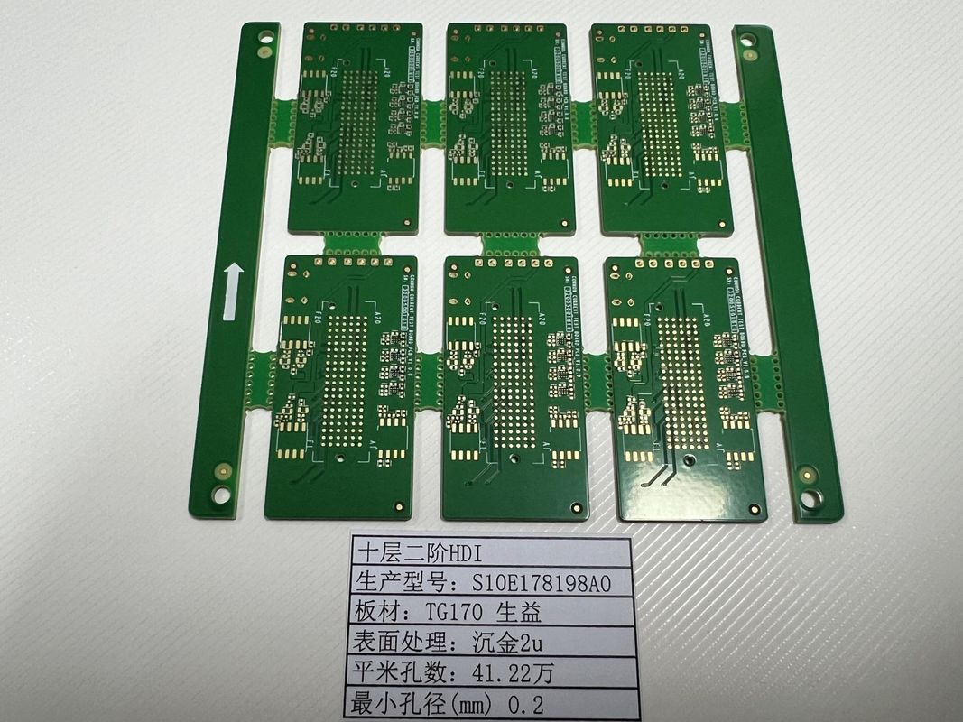 10L HDI PCBボード 2+N+2 最低痕跡 3/3ミリ板 0.4-3.2mm SHENGYI TG170 ENIG3-8U